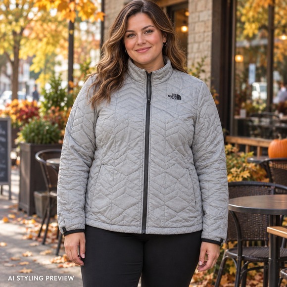The North Face Jackets & Blazers - North Face Grey Quilted Jacket Womens XL Full Zip Lightweight *